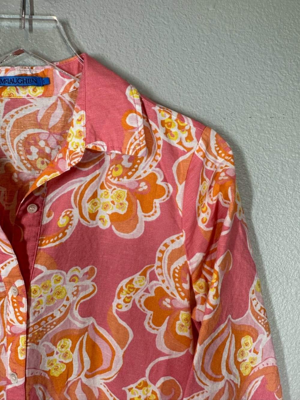 J. MCLAUGHLIN Women's Small Foley Linen Cotton Orange Pink Floral Midi Dress - Picture 3 of 10